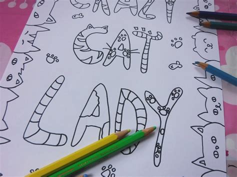 Crazy Cat Lady Adult Coloring Page Instant Download Etsy