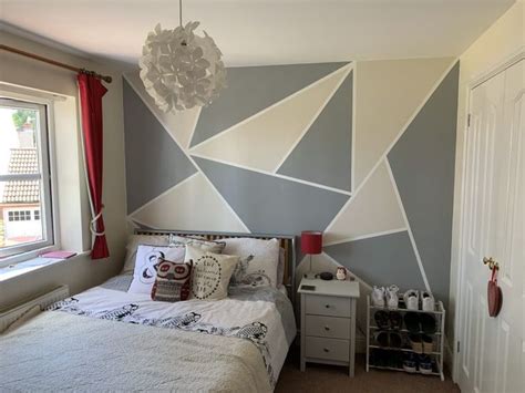 How To Paint Geometric Wall Art Design Accent Wall Bedroom Paint