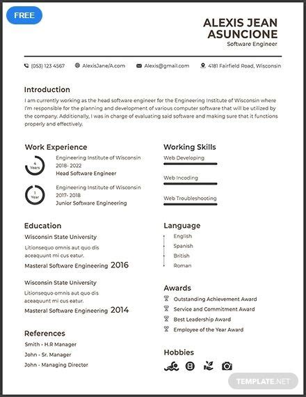 With all its minimalism, the design looks professional and allows you to present. Free Software Quality Engineer CV | Cv template, Resume ...