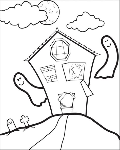 Free Halloween Haunted House Coloring Pages At Free