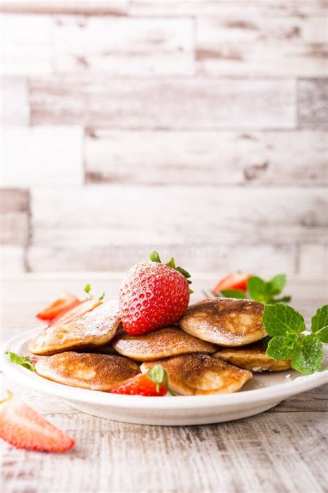 Dutch Mini Pancakes Called Poffertjes Stock Photo Image Of Fastfood