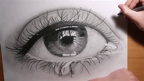 Drawing Realistic Eye With Teardrop Youtube