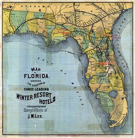 Map Of Florida 3 Leading Winter Resort Hotels 1885