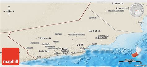Shaded Relief Panoramic Map Of Dhofar