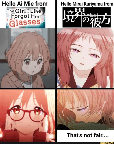Hello Ai Mie From Hello Mirai Kuriyama From The Girl I Like I Set Forgot Her Glasses Thats Not