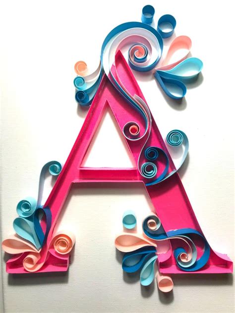 Paper Quilled Letter A 12x9 Etsy Paper Quilling Designs Quilling