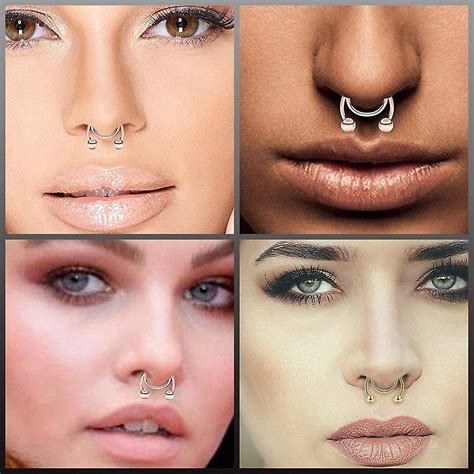 1piece Fake Septum Nose Hoop Rings Stainless Steel Faux Lip Ear Nose Septum Ring Non Piercing