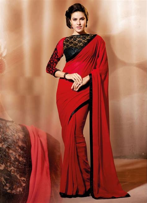 As a result, radical red veers slightly towards the purple color scheme, albeit not enough to appear noticeably blue or purple. Amazing Style Plain Red Color #Georgette #Saree | Party ...