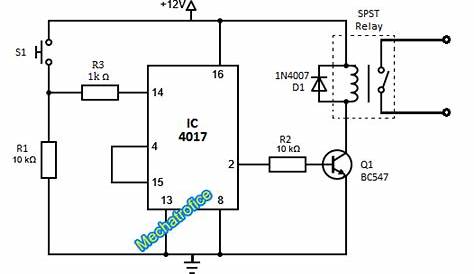 ON OFF Toggle switch circuit diagram using IC 4017