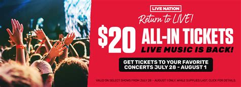 Live Nation S All In Concert Ticket Sale July Aug