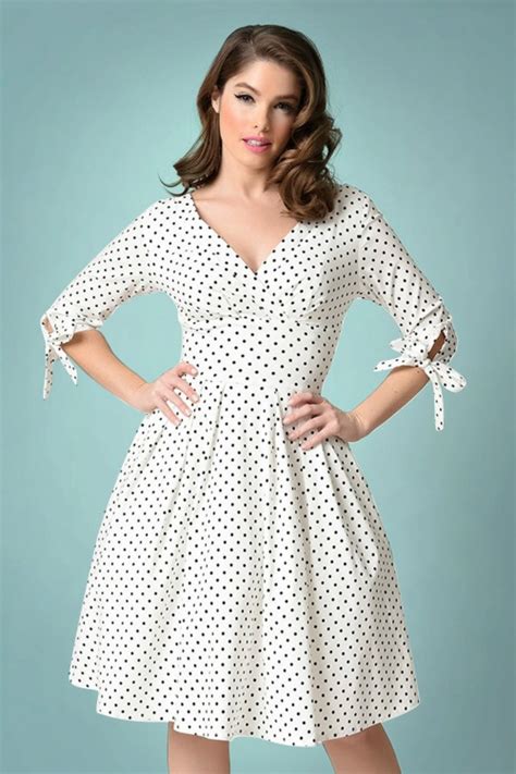 50s Diana Dotted Swing Dress In White