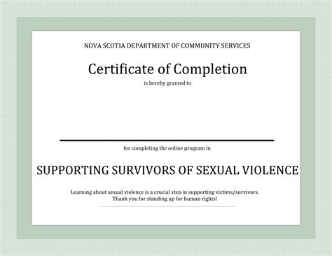 Certificate2 Supporting Survivors Of Sexual Violence