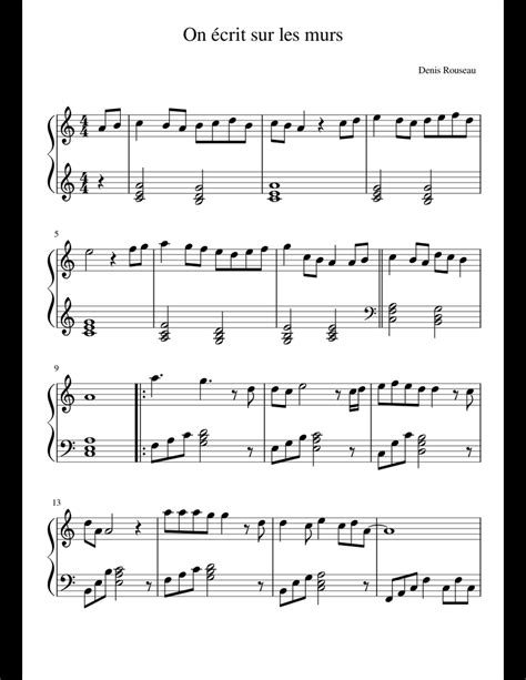 On écrit Sur Les Murs Sheet Music For Piano Download Free In Pdf Or Midi