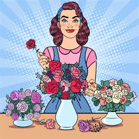 Woman Flower Arrangement Cartoon Vector Free Download