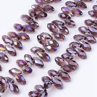 Electroplate Glass Faceted Teardrop Beads Strands Lbeads Com
