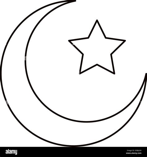 Crescent Moon And Star Islam Symbol Line Style Icon Vector Illustration