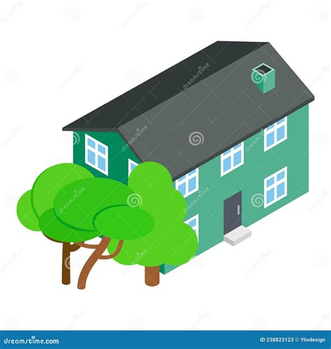 Townhouse Icon Isometric Vector Two Storey Residential Building And