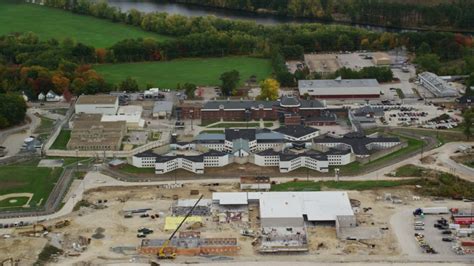 55k Stock Footage Aerial Video Orbiting New Hampshire State Prison