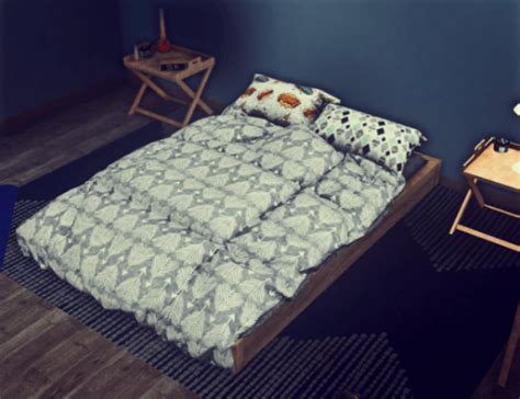 Rustic Floor Bed Frame And Bedding For The Sims 4 Floor Bed Frame
