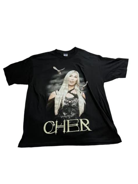 Vintage Cher Living Proof Farewell Tour Band Music Black T Shirt Size