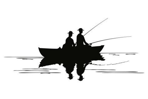 Silhouette Of Fisherman In A Boat Fisherman In A Boat Silhouette