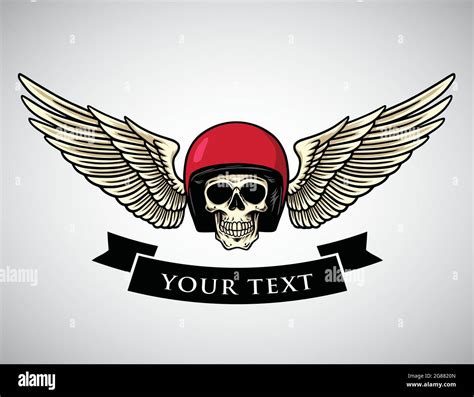 Skull Helmet Wings Logo Template Vintage Motorcycle Design For T Shirt
