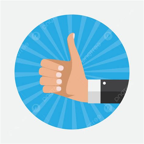 Vector Illustration Of A Flat Design Background With A Thumbs Up Icon
