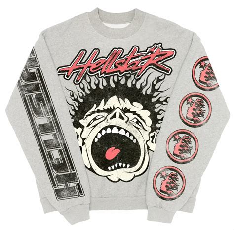 Hellstar Crewneck Sweatshirt Heather Grey Whats On The Star