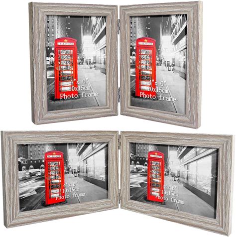 Eono Essentials 6x4 Double Hinged Photo Frames 2 Pack Vertical And