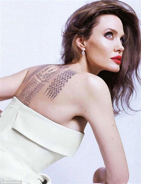 Angelina Jolie Flaunts Tattoo Which Binds Her With Ex Brad Pitt Angelina Jolie Photos