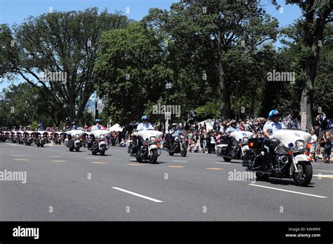 Motorcycle Police Ride Along Constitution Avenue At The 26th Annual