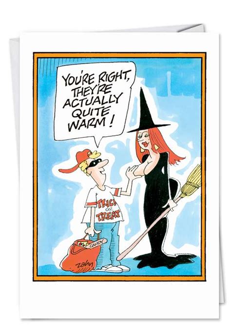 Witch Tit Cartoon Halloween Card Zahn