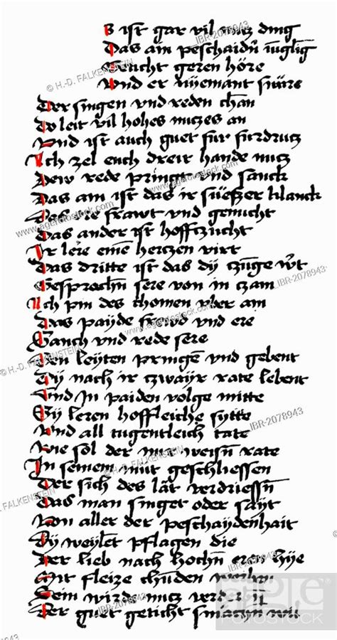 Historic Print Manuscript Partonopier And Meliur Poem By Konrad Von
