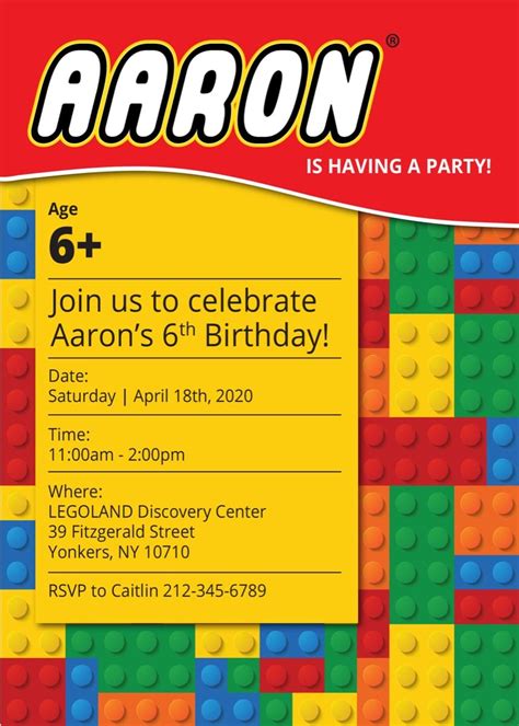 Printable Building Blocks Invitation Print It Yourself Lego Birthday