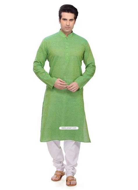 Buy Green Eid Wear Indian Punjabi Kurta Pajama In Cotton