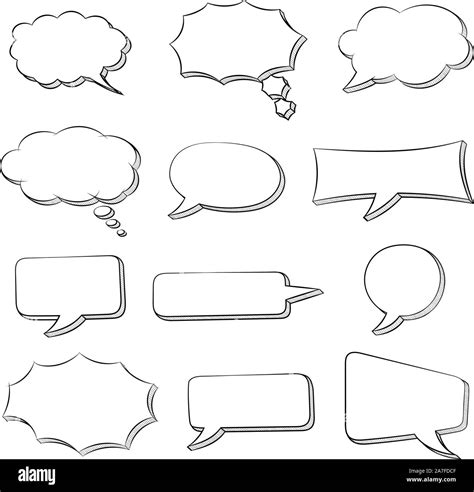 Speech Bubbles Set Doodle Style Hand Drawn Sketch Stock Vector Image