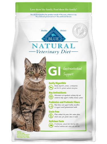 Most of us realize that feeding a high quality diet is one of the best ways to do that. Blue Natural Veterinary Diet Feline GI Gastrointestinal ...