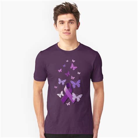 Purple Awareness Ribbon With Butterflies T Shirt By Alondra Redbubble