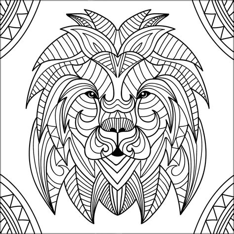 2) click on the coloring page image in the bottom half of the screen to make that frame active. Lion head - Lions Adult Coloring Pages