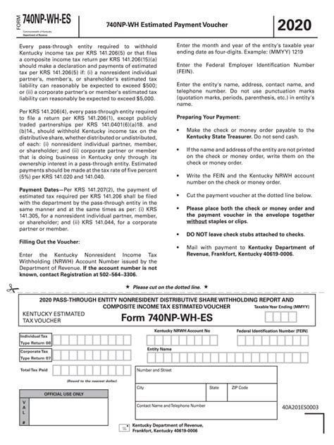 2020 Form Ky Dor 740np Wh Es Fill Online Printable Fillable Blank