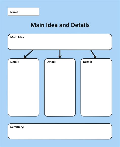 Main Idea And Supporting Details Graphic Organizer Printable