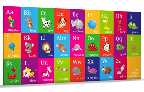 Animal Alphabet Children Kids Canvas Size Choice V227