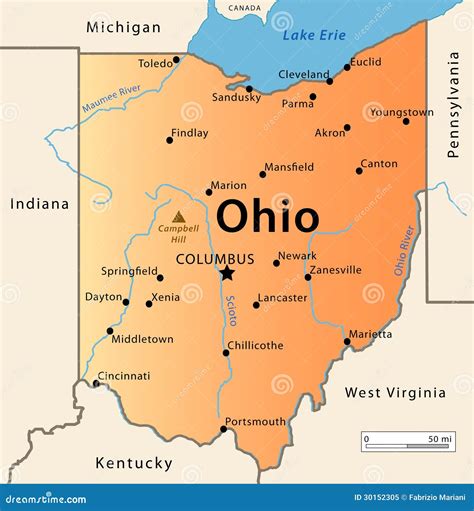 Ohio Map Stock Vector Image Of Cincinnati Atlas American 30152305