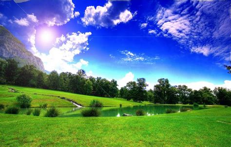 🔥 Download Beautiful Green Tree Blue Sky Landscape Pc Hd Nature