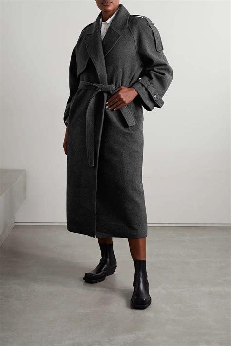 Gray Suzanne Belted Wool Blend Felt Trench Coat Frankie Shop Net A Porter
