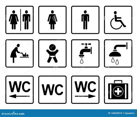 Wc Toilets Pictograms Iconset Stock Vector Illustration Of Iconset Washing