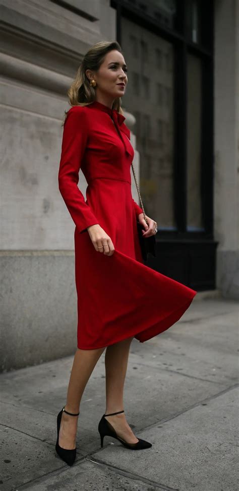 30 Dresses In 30 Days Business Conference Red Long Sleeve Fit And