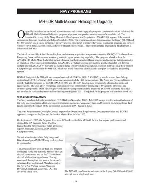 O Mh 60r Multi Mission Helicopter Upgrade Navy Programs