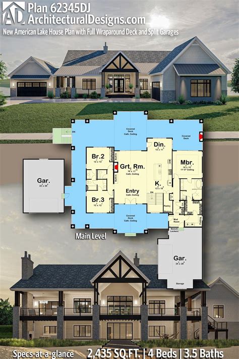 Plan 62345dj New American Lake House Plan With Full Wraparound Deck