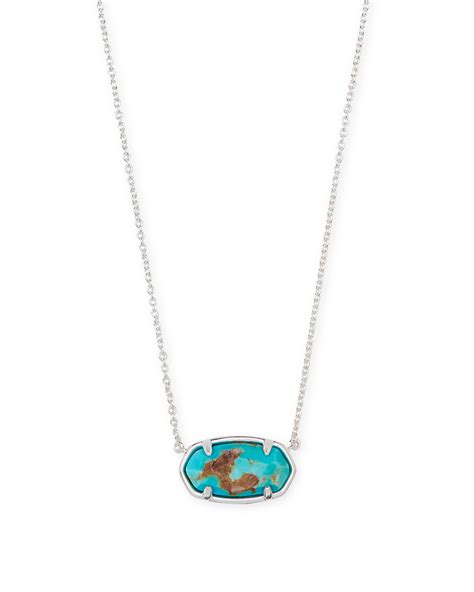 Elisa Sterling Silver Pendant Necklace In Genuine Turquoise Kendra Scott